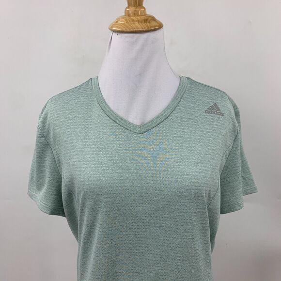 Adidas Nova Shirt Womens M Vape Green Climalite V Neck Performance Short Sleeve - Picture 3 of 11